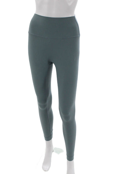 Set Womens Ankle Leggings Green Nylon Solid Pull On Size S