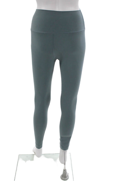 Set Womens Ankle Leggings Green Nylon Solid Pull On Size S