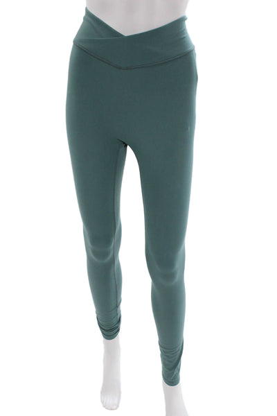 Four Three Seven Womens Ankle Leggings Green Polyester Solid Pull On Size S