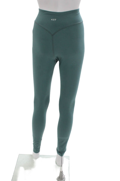 Four Three Seven Womens Ankle Leggings Green Polyester Solid Pull On Size S