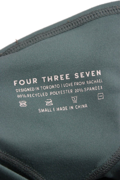 Four Three Seven Womens Ankle Leggings Green Polyester Solid Pull On Size S