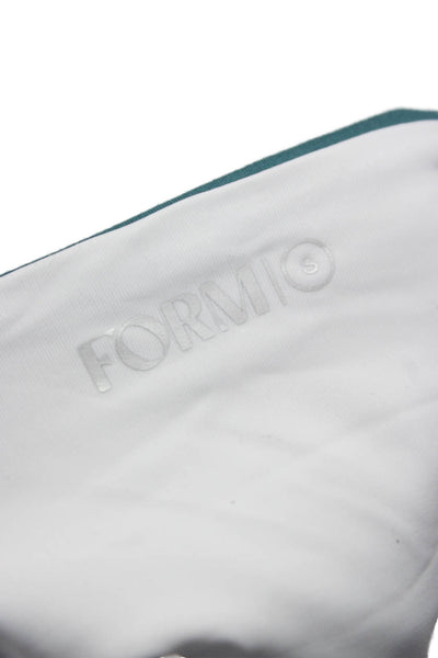 FORM Womens Square Neck Stretch Knit Layered Sports Bra Teal White Size Small