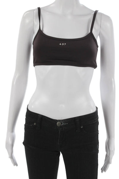Four Three Seven Womens Spaghetti Strap Square Neck Sports Bra Brown Size Small