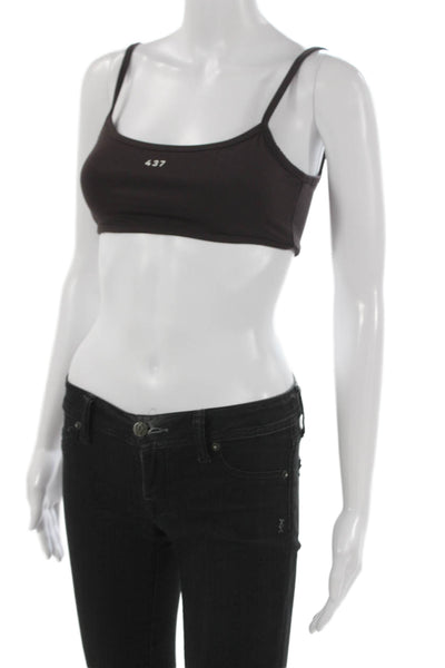 Four Three Seven Womens Spaghetti Strap Square Neck Sports Bra Brown Size Small