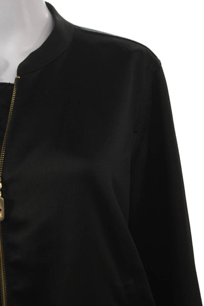 Michael Michael Kors Womens Bomber Jacket Black Long Sleeve Zip Size M