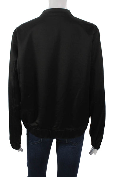 Michael Michael Kors Womens Bomber Jacket Black Long Sleeve Zip Size M