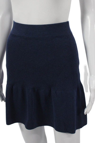 Sundays Womens Blue Flare Skirt Short Pull On Size S