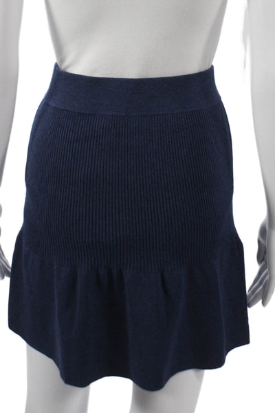 Sundays Womens Blue Flare Skirt Short Pull On Size S