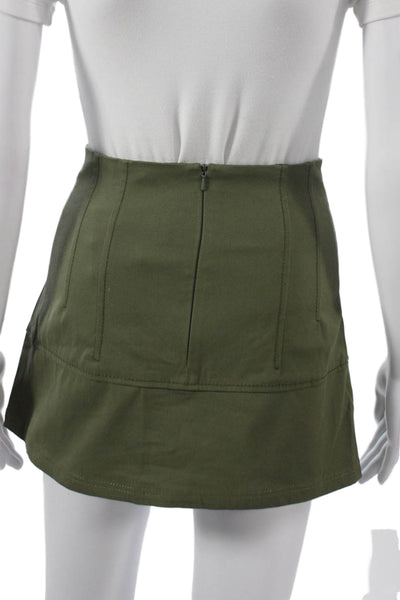 Marissa Webb Women Mini Cotton Lace Up Skirt Green Size 2