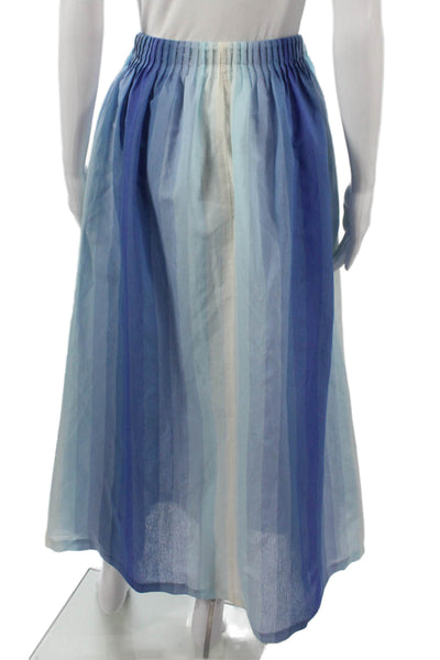 By Any Other Name Women Maxi Skirt Blue Striped Viscose Button Size S