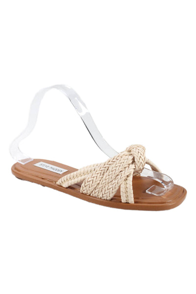 Steve Madden Womens Woven Slide On Sandals Beige Size 7.5