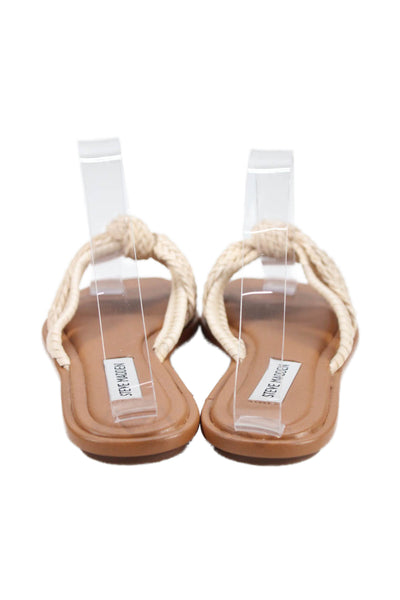 Steve Madden Womens Woven Slide On Sandals Beige Size 7.5