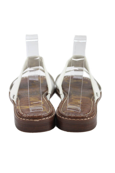 Sam Edelman Womens Leather Double Strap Slide On Sandals White Size 7.5