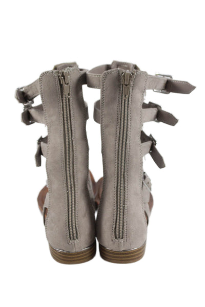 Carlos by Carlos Santana Womens Leather Beaded Gladiator Sandals Gray Size 8M