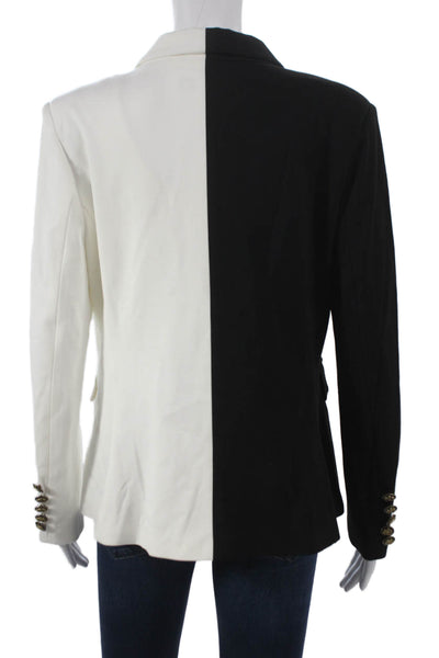 Peace of Cloth Womens Black Colorblock Blazer Buttoned Long Sleeve Size S