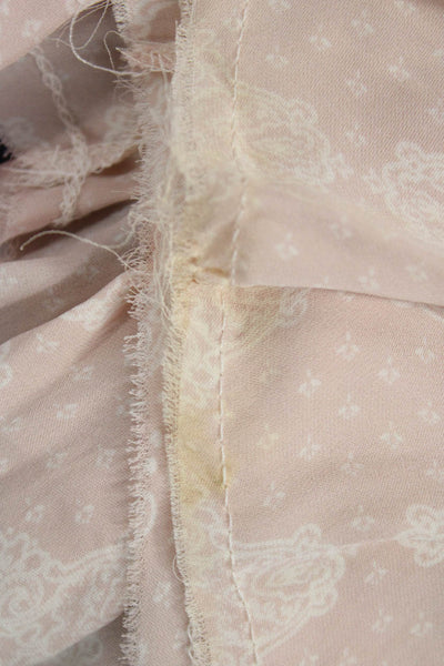 Love Shack Fancy Women Pleated Silk Paisley Mini Skirt Beige Size 1