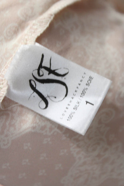 Love Shack Fancy Women Pleated Silk Paisley Mini Skirt Beige Size 1