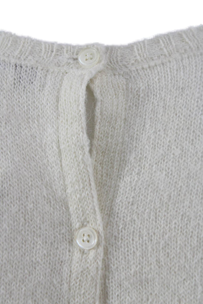 Caramel Women Sweater Ivory Alpaca Crewneck 3/4 Sleeve Geometric Size 8