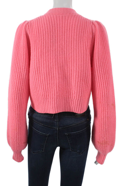 Love Shack Fancy Womens Pink Wool V-Neck Solid Long Sleeve Cardigan Size XS