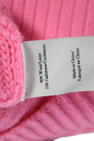 Love Shack Fancy Womens Pink Wool V-Neck Solid Long Sleeve Cardigan Size XS