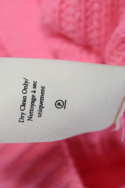 Love Shack Fancy Womens Pink Wool V-Neck Solid Long Sleeve Cardigan Size XS