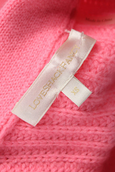 Love Shack Fancy Womens Pink Wool V-Neck Solid Long Sleeve Cardigan Size XS