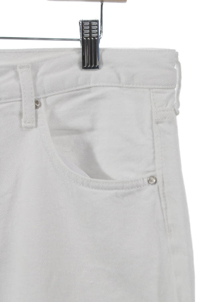 Zara Womens Wide Leg Jeans White High Rise Button 100% Cotton Size 8