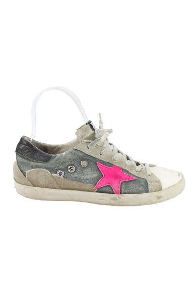Golden Goose Deluxe Brand Womens Canvas Superstar Sneakers Shoes Gray Size 7.5