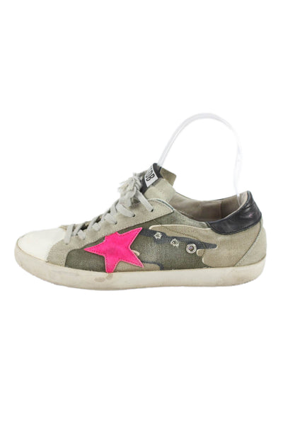Golden Goose Deluxe Brand Womens Canvas Superstar Sneakers Shoes Gray Size 7.5