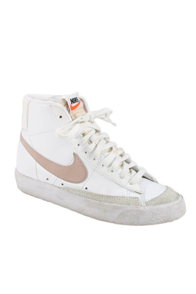 Nike Womens Leather High Top Sneakers Shoes White Size 7