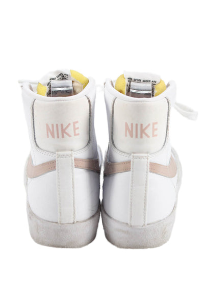 Nike Womens Leather High Top Sneakers Shoes White Size 7