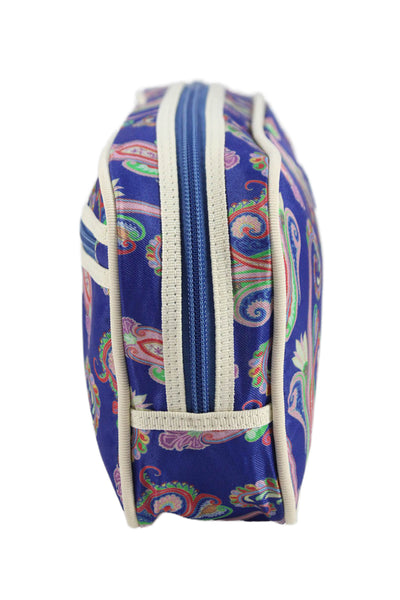 Etro Womens Canvas Paisley Print Zip Makeup Case Blue