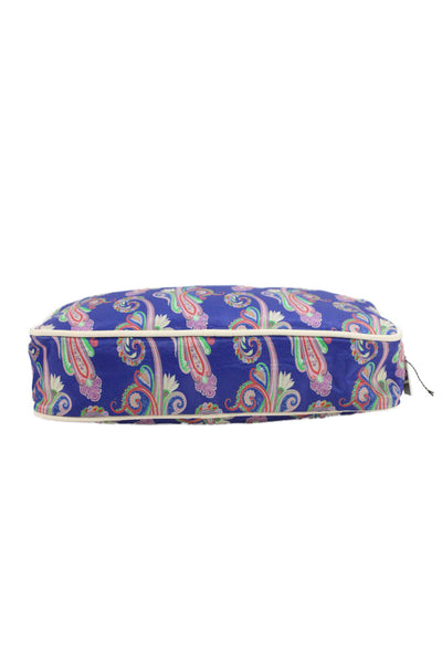 Etro Womens Canvas Paisley Print Zip Makeup Case Blue