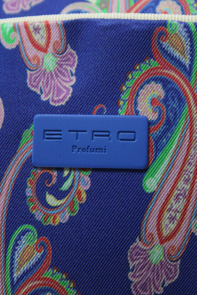 Etro Womens Canvas Paisley Print Zip Makeup Case Blue