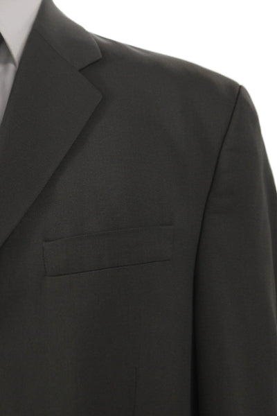 DKNY Mens 2 Piece Wool Suit Gray Solid Size 40