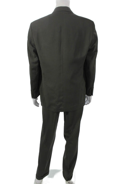 DKNY Mens 2 Piece Wool Suit Gray Solid Size 40