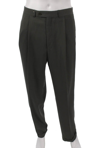 DKNY Mens 2 Piece Wool Suit Gray Solid Size 40