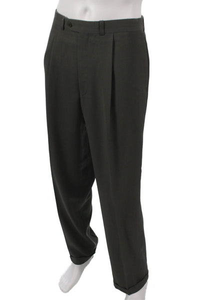 DKNY Mens 2 Piece Wool Suit Gray Solid Size 40