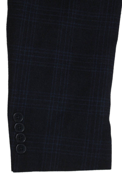 Calvin Klein Mens Blue Plaid Wool Blazer Buttoned Size 40