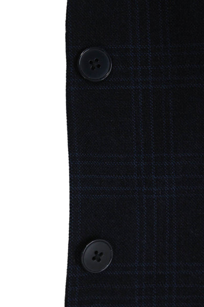 Calvin Klein Mens Blue Plaid Wool Blazer Buttoned Size 40
