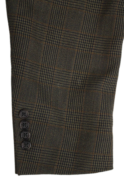 Brooks Brothers Mens Wool Plaid Blazer Brown Buttoned Size 42