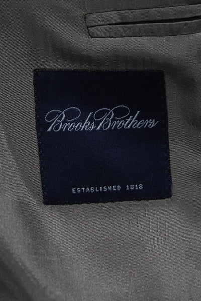 Brooks Brothers Mens Wool Plaid Blazer Brown Buttoned Size 42