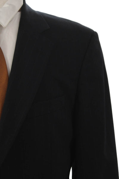 Brooks Brothers Mens Blazer Black 100% Wool Striped Size 42