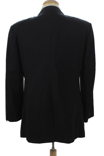 Brooks Brothers Mens Blazer Black 100% Wool Striped Size 42