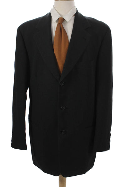 Boss Hugo Boss Mens Black Wool Blazer Solid Size 44