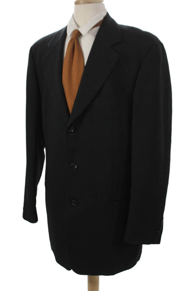 Boss Hugo Boss Mens Black Wool Blazer Solid Size 44