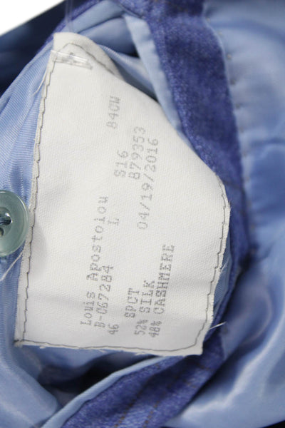 Hart Schaffner Marx Mens Blue Silk Check Blazer Buttoned Size 46