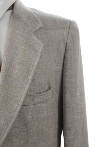 Kuppenheimer Mens Blazer Beige Striped Buttoned Size 42