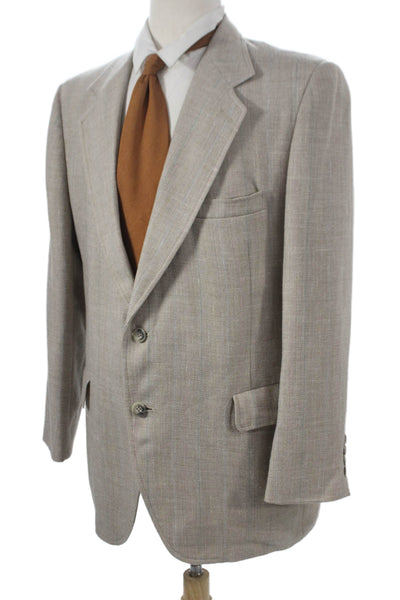 Kuppenheimer Mens Blazer Beige Striped Buttoned Size 42