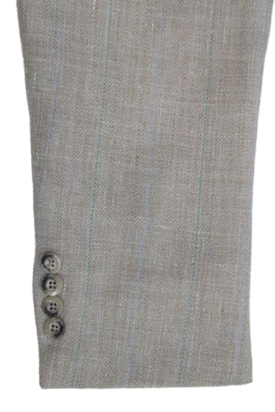 Kuppenheimer Mens Blazer Beige Striped Buttoned Size 42